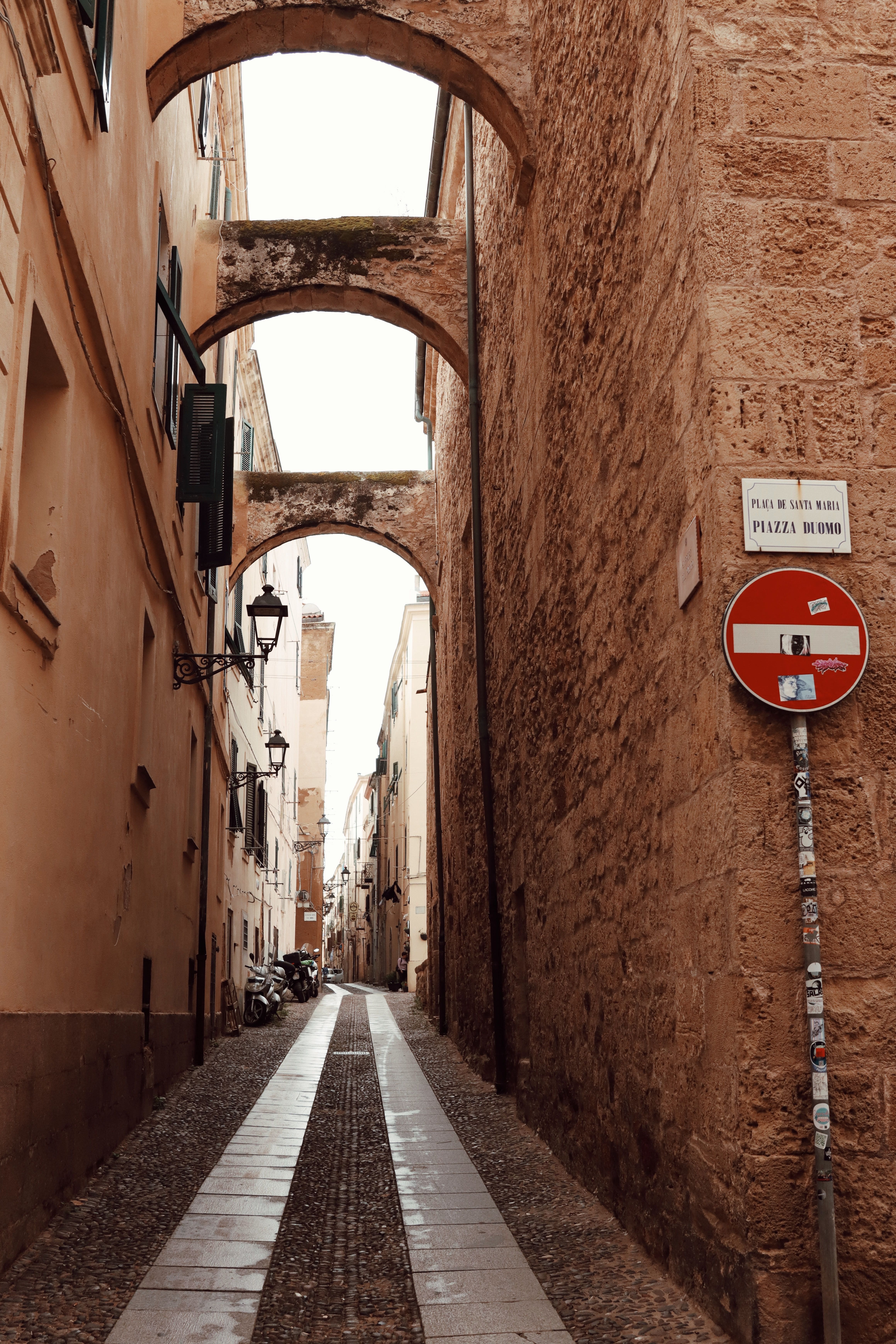 Catalan street sign in the old town of Alghero, Sardinia