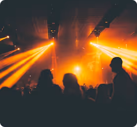 Concert crowd with bright stage lights