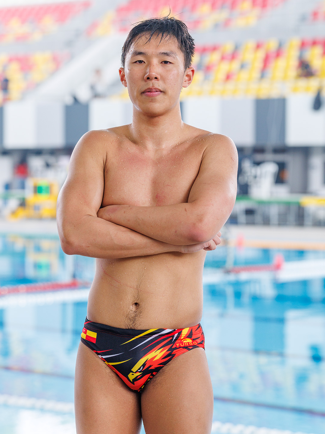 Brandon Wong, Selangor water polo, poolside portrait