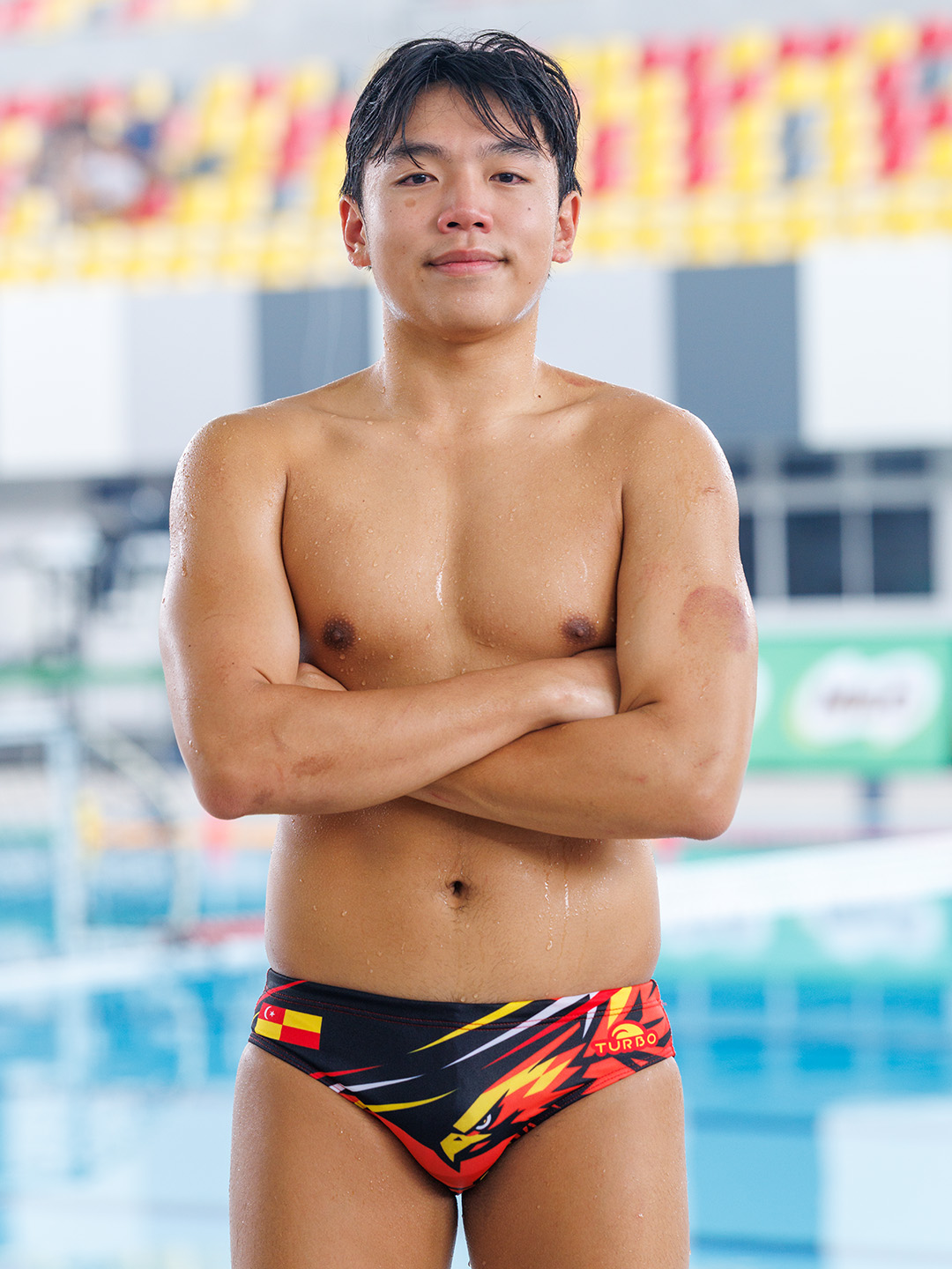 Ethan Wong, Selangor water polo, poolside portrait