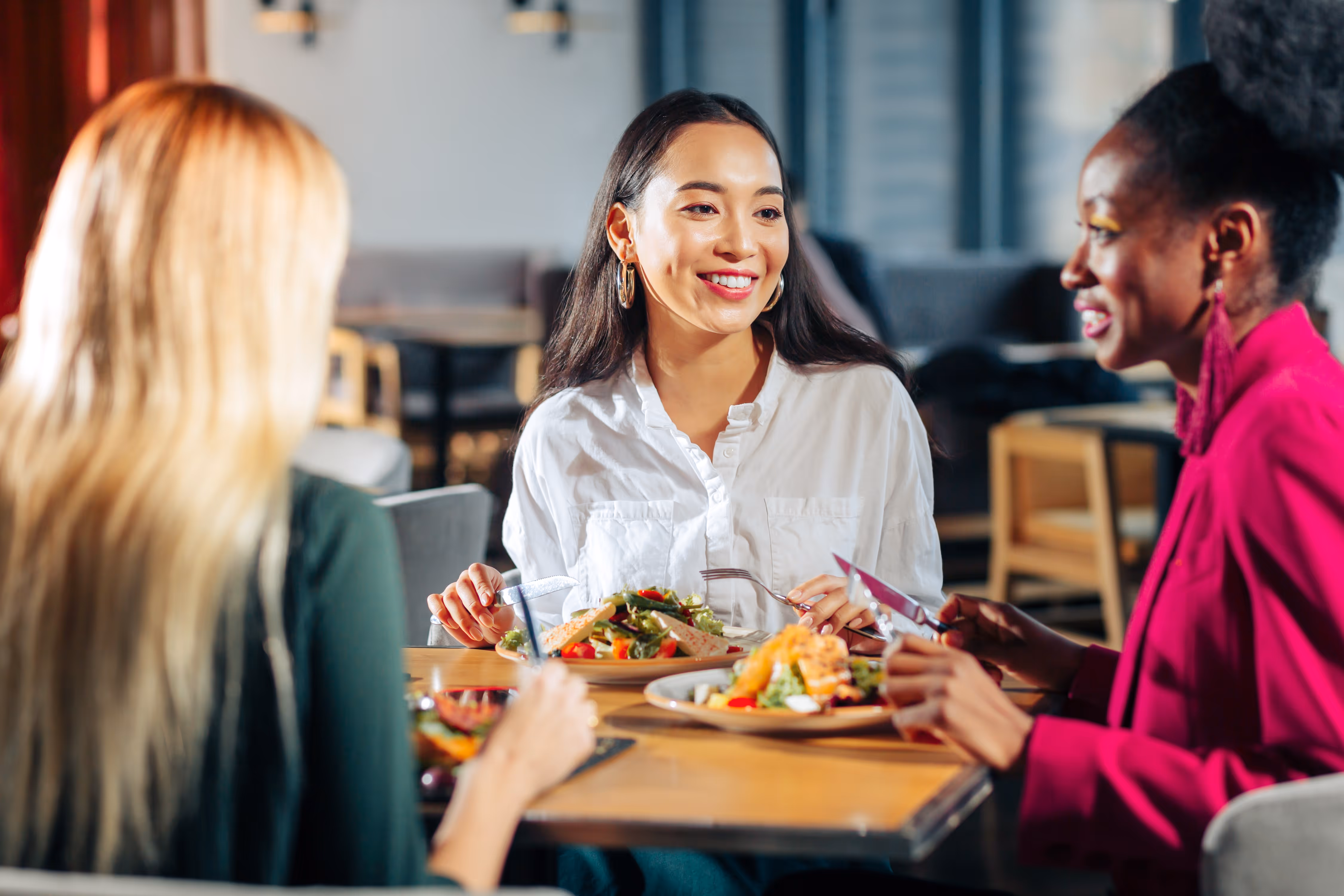 Woman out to lunch with friends stock image