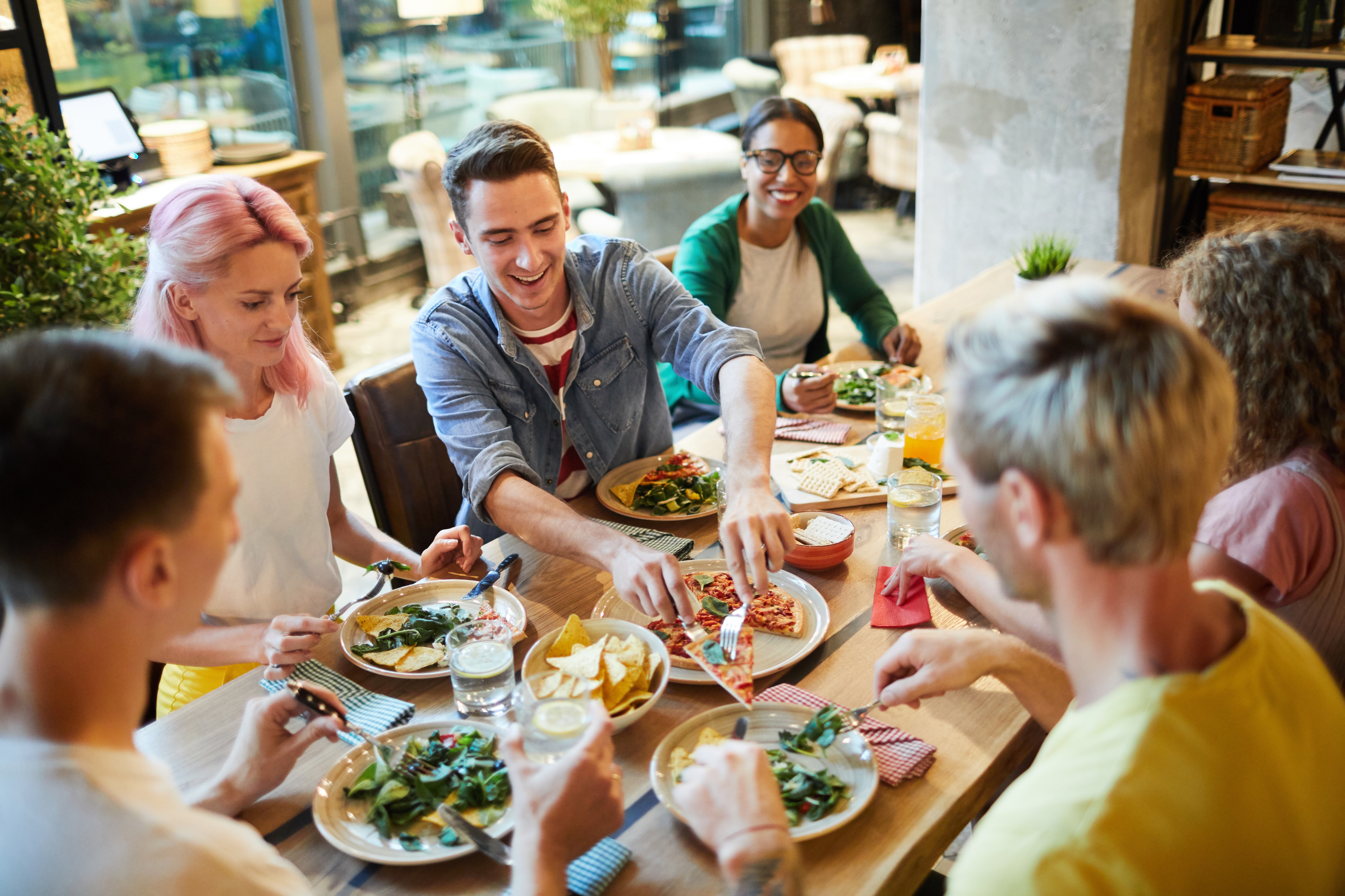 Friends Eating food stock photo