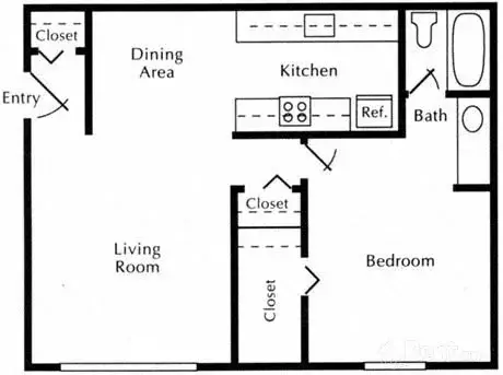 1 bed 1 bath floor plan layout