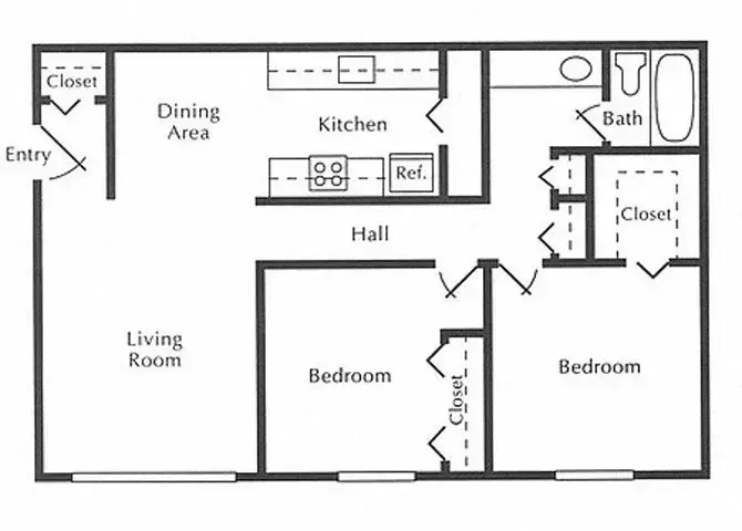 2 bed 2 bath floor plan layout