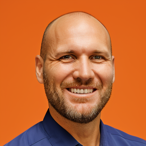 Dr. Russell Brorsen DDS with a orange background