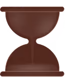 Dark brown hourglass with sand in the top chamber against a white background.