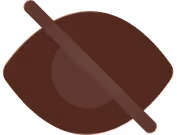Brown circular object with a diagonal strip crossing it, resembling a stylized leaf or seed.