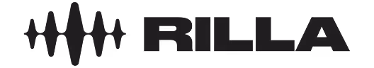 RILLA brand logo with stylized soundwave symbol to the left of the text.