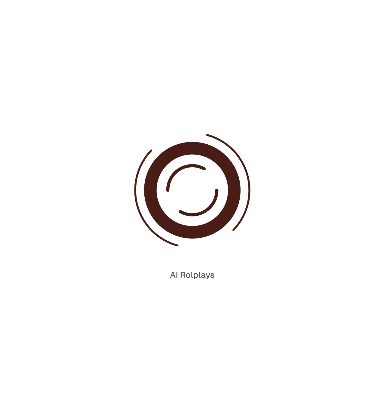 Brown circular abstract logo with the text Ai Rolplays below it on a white background.