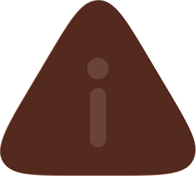 Brown triangle-shaped button with a lowercase letter i in the center.