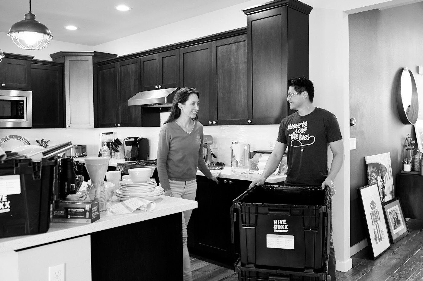 A technician on an in-home service visit