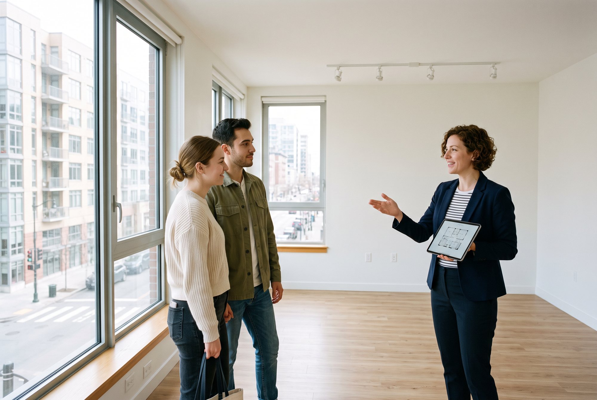 Leasing agent showing an apartment to a prospective resident