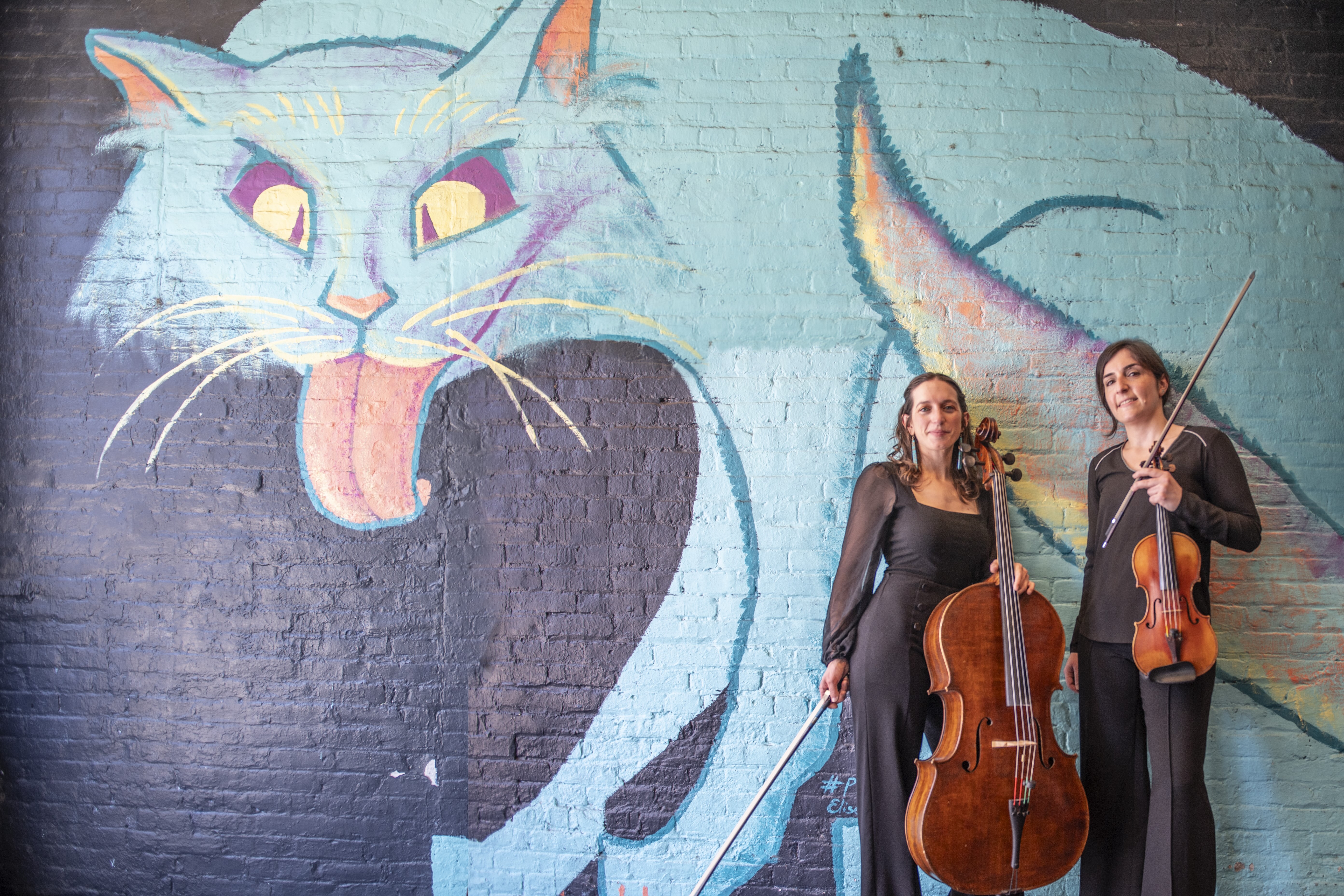 Cellist Emma Hays Johnson and violinist Hoorig Taline Poochikian