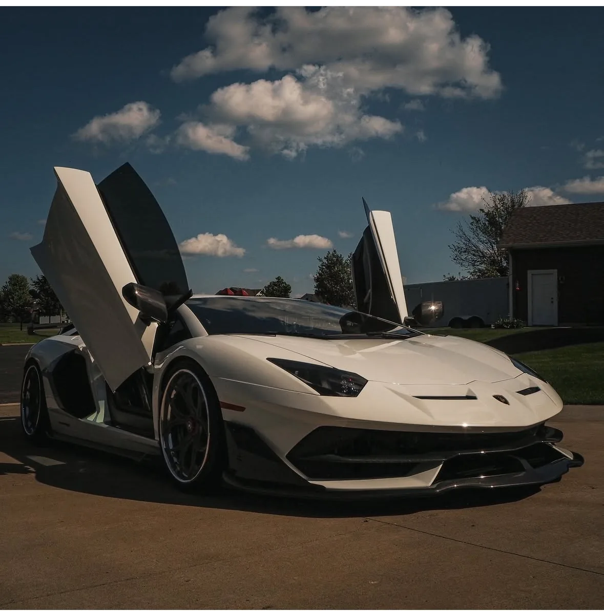 White Lamborghini Aventador SVJ after a premium ceramic coating and exotic car detailing by High Shine Detailing in Shakopee MN