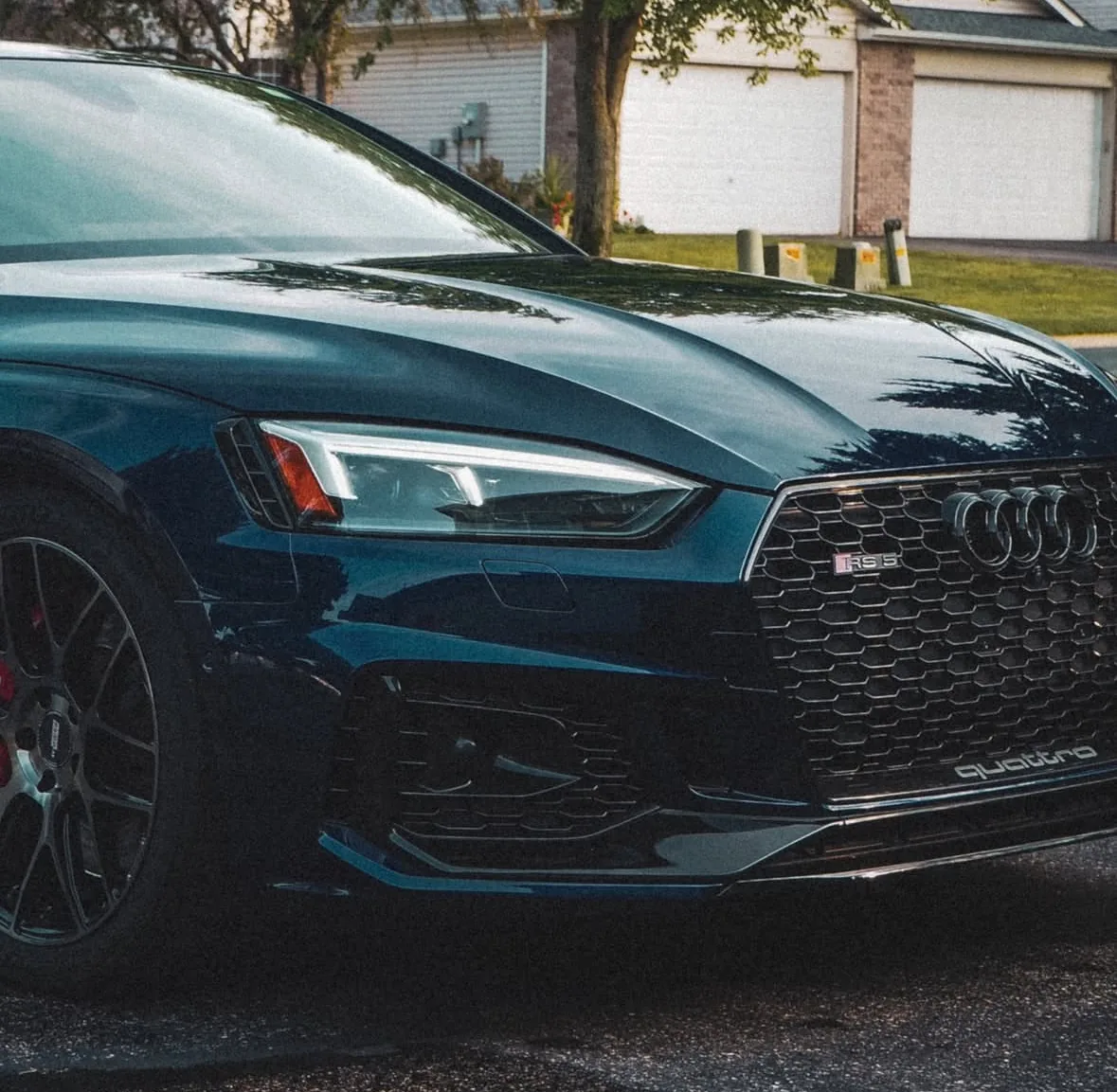 Blue Audi RS5 with a mirror-gloss paint correction and ceramic coating finish from High Shine Detailing of Shakopee MN