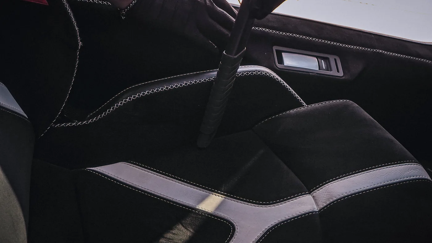 Cloth car seat after hot-water shampoo and full upholstery extraction by High Shine Detailing of Shakopee MN, serving Bloomington and Minnetonka families