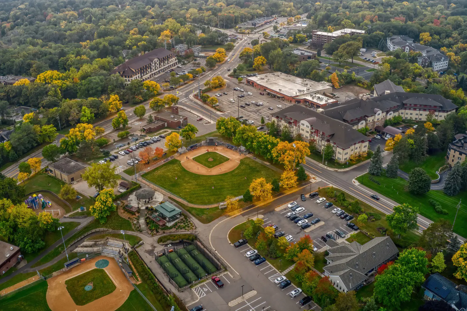 Aerial view of Minnetonka, Minnesota — mobile car detailing service area for High Shine Detailing, minutes from Shakopee