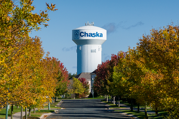 Aerial view of Chaska, Minnesota — mobile car detailing service area for High Shine Detailing, minutes from Shakopee