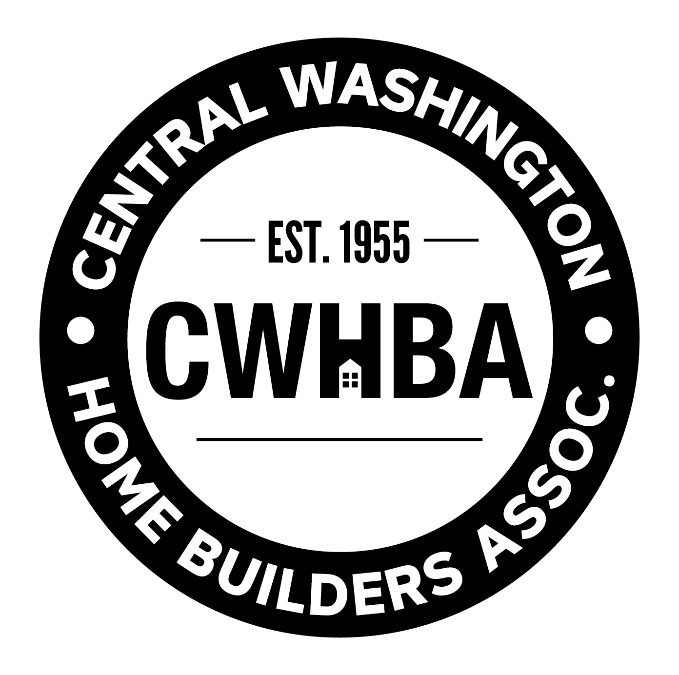 Logo of Central Washington Home Builders Association established 1955 with a house icon in the letters.