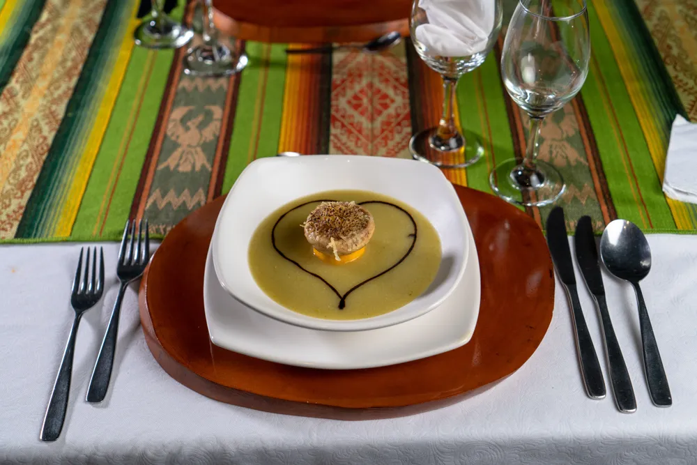 a plate with a heart-shaped dessert on it