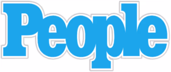 a blue and white logo that says people
