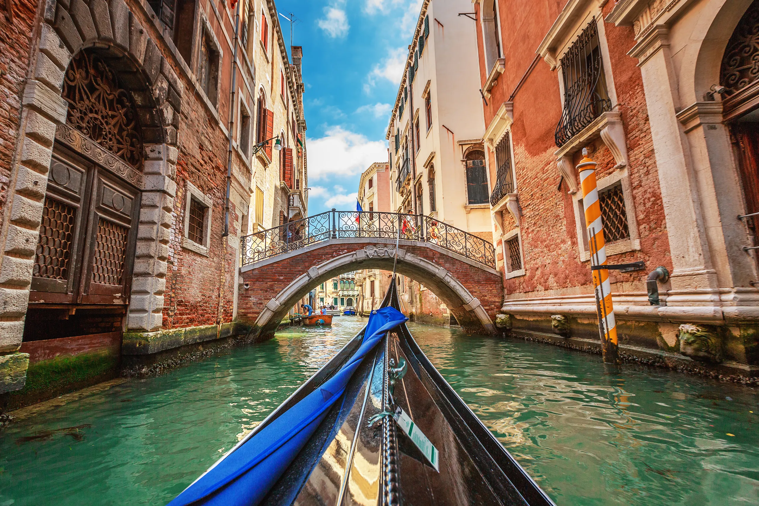 A gondola on a quiet Venetian canal