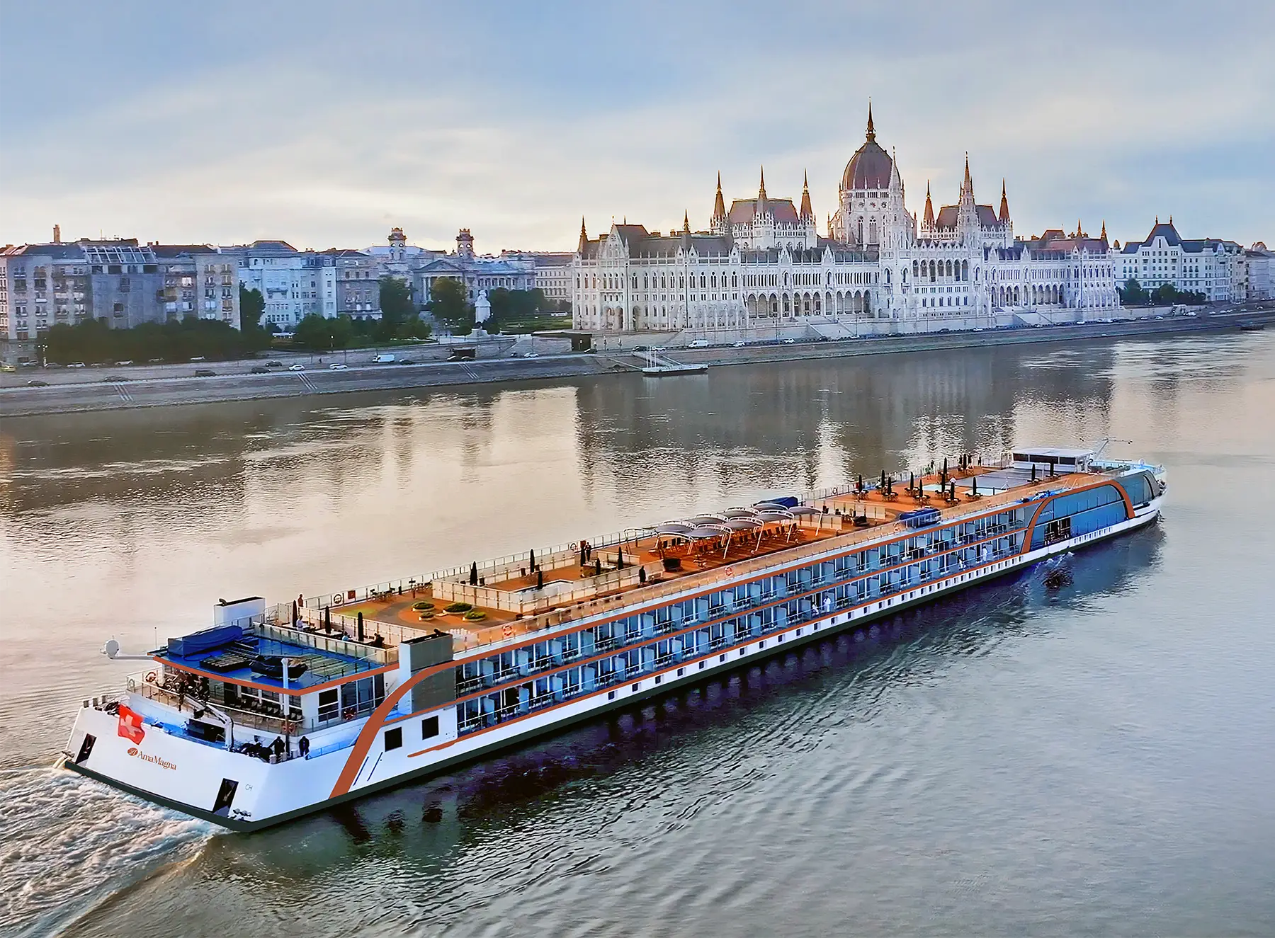 A river cruise ship on the Danube in Budapest