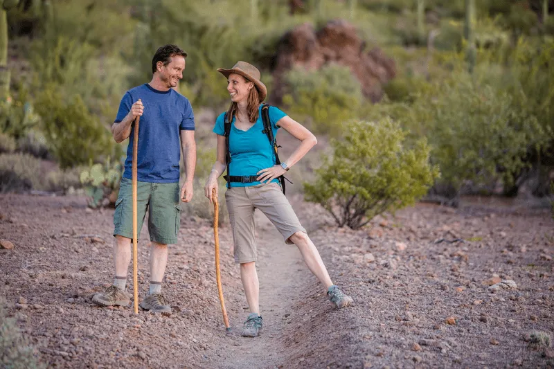 A couple hiking