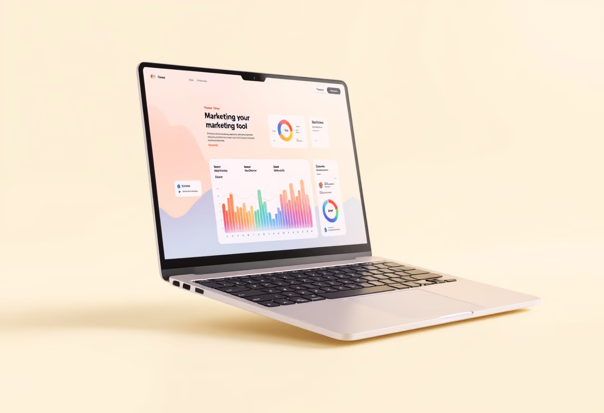 [interface] image of a laptop with software interface (for a ai marketing tech company)