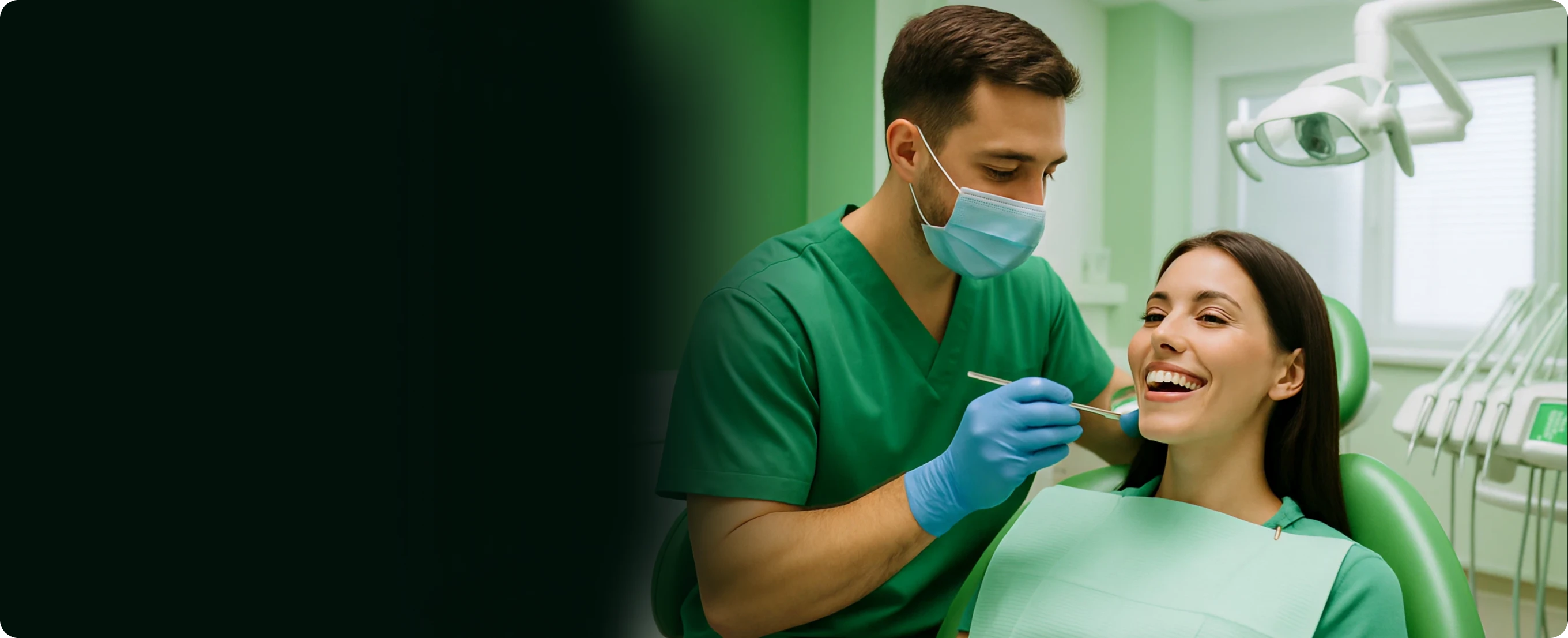 A man and a woman in a dentist's office.