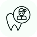 A tooth with a person inside of it.