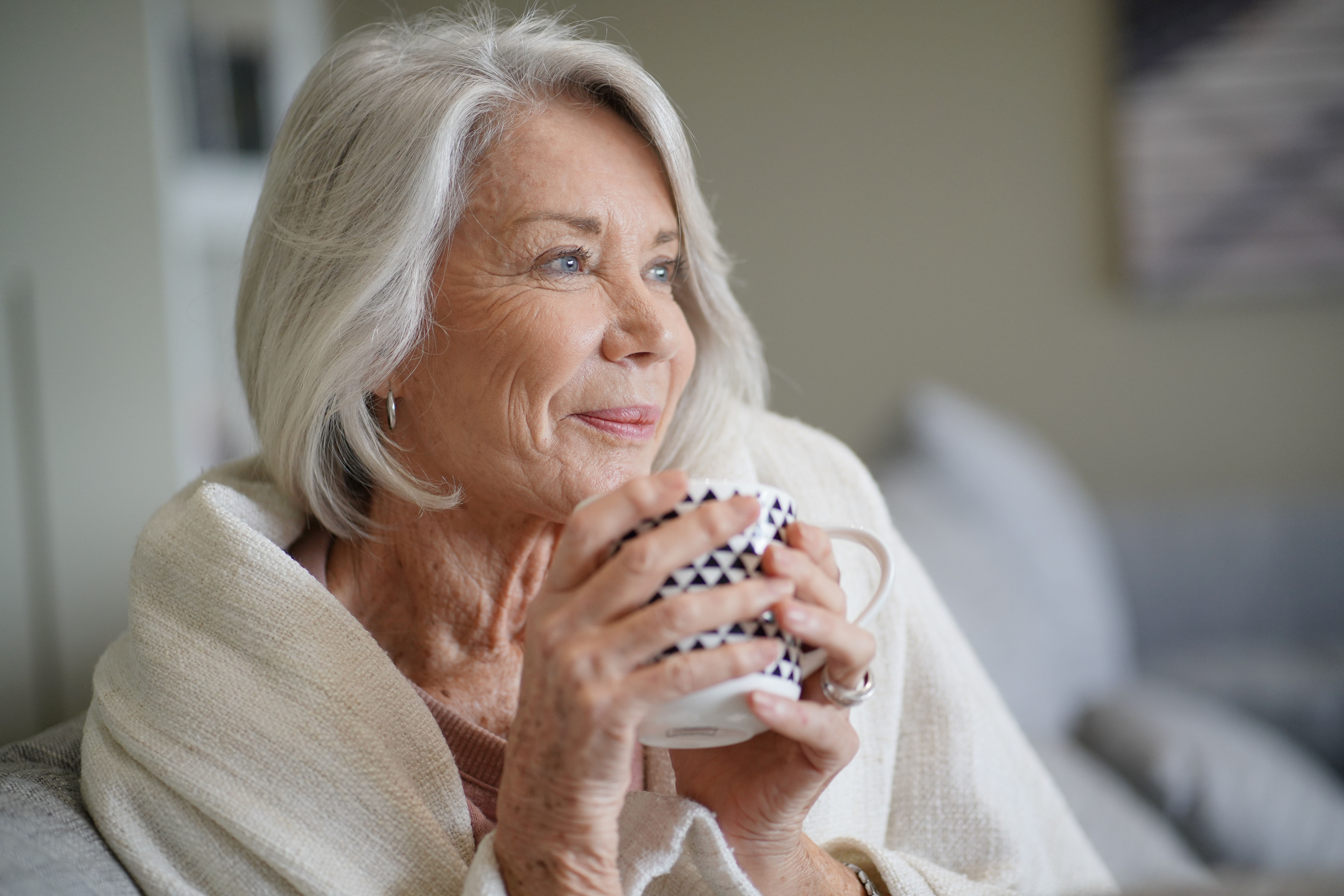 Woman drinking coffee stock image