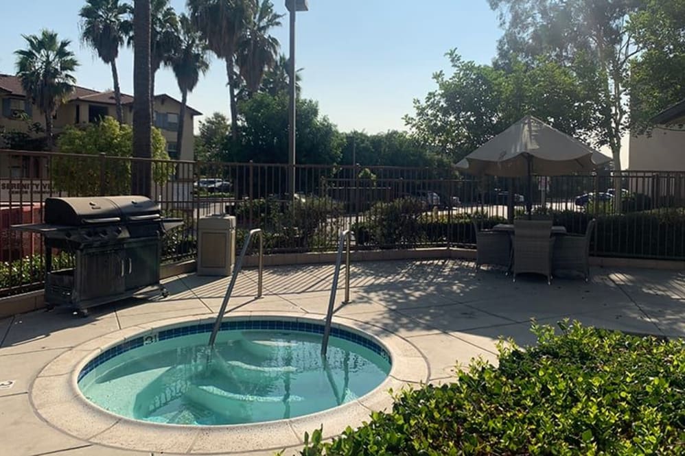 Hot tub and outdoor area