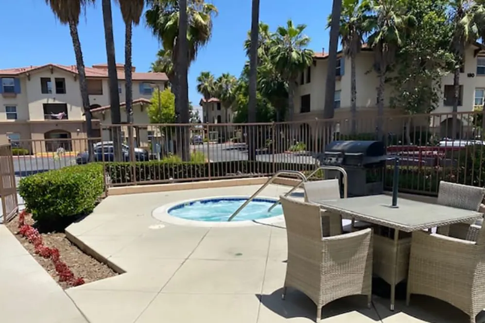 Hot tub and outdoor area