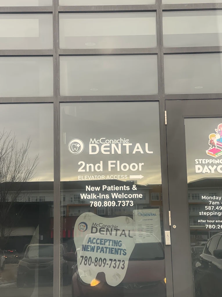 McConachie Dental on 2nd floor with elevator access, welcoming new patients and walk-ins.