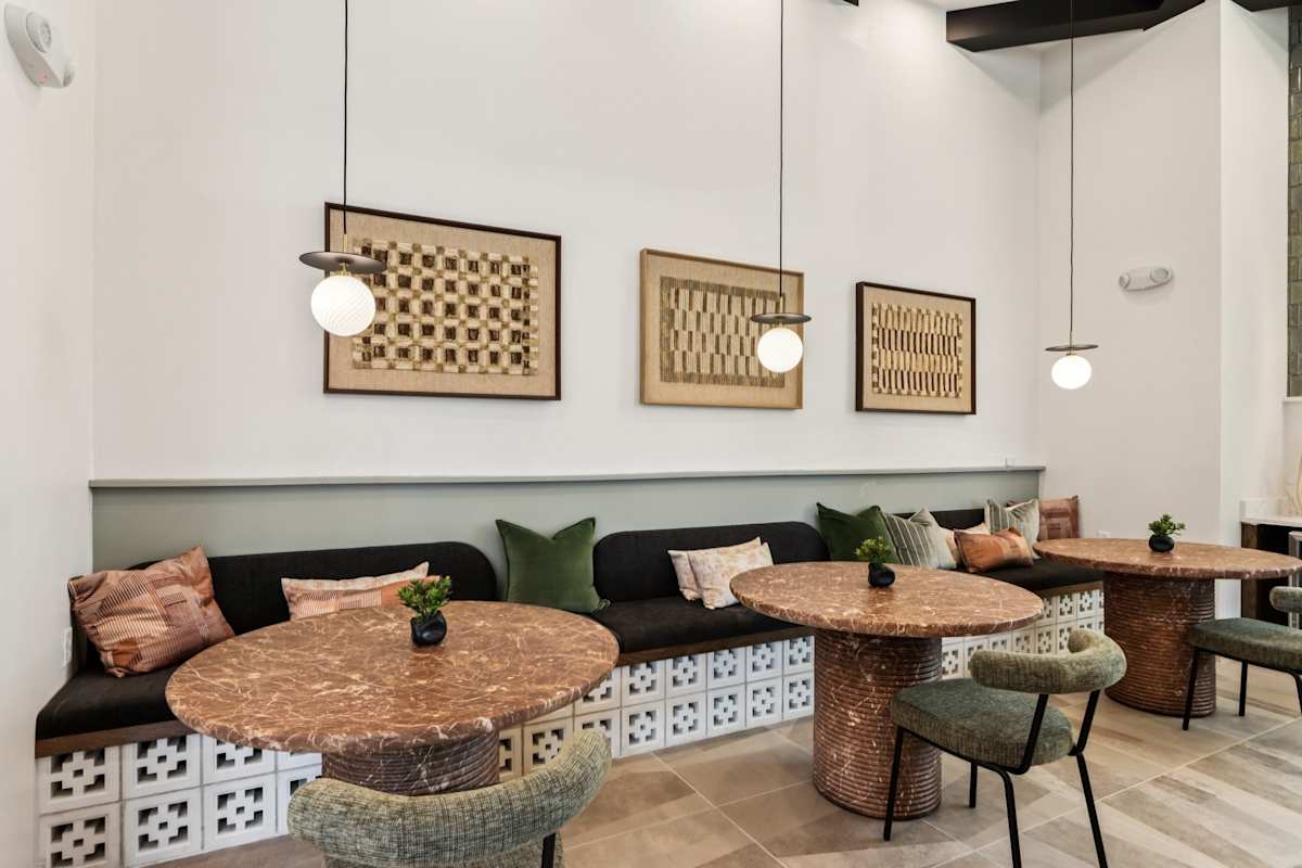 Clubhouse with tables and chairs