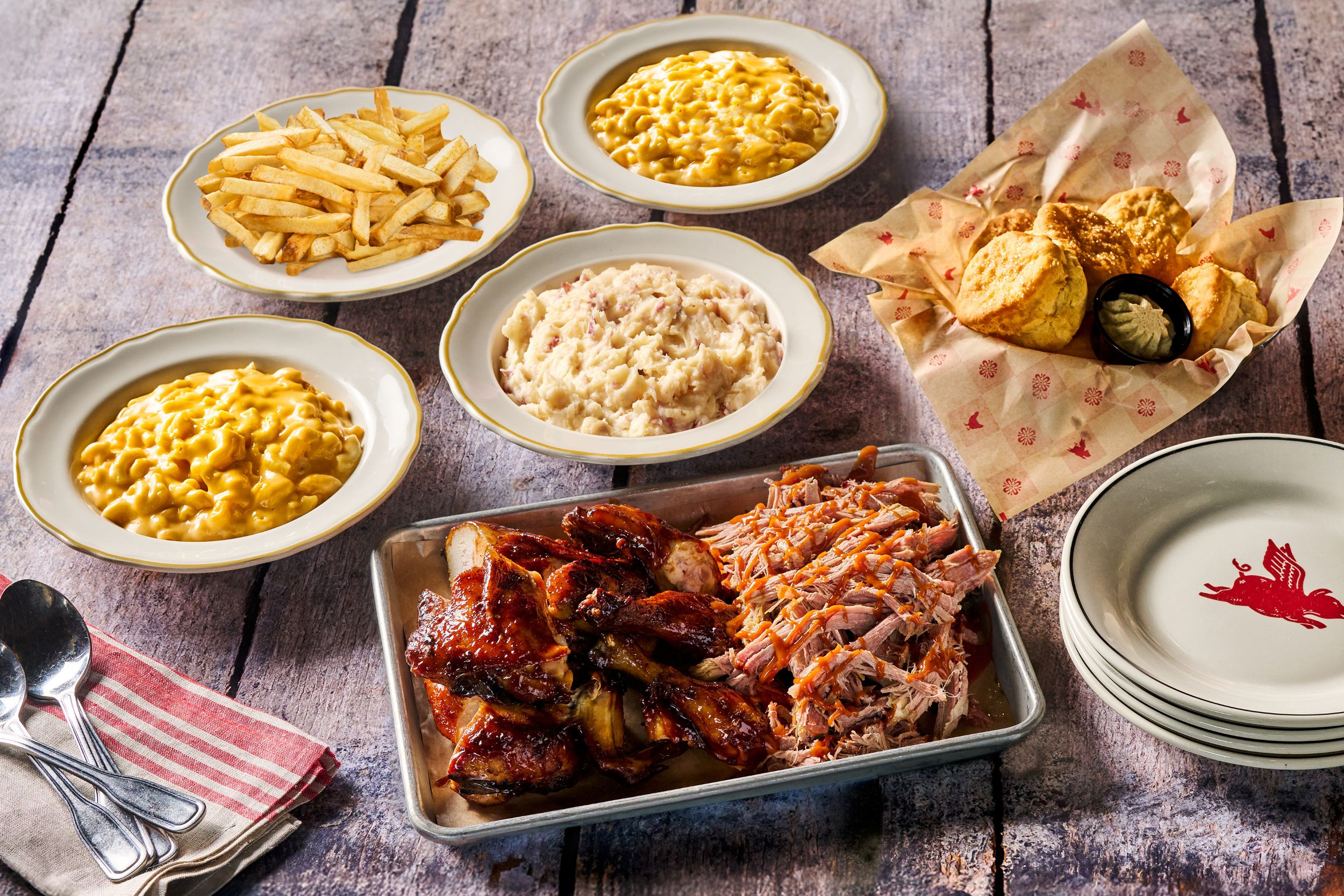 Enjoy the best of Lucille's Smokehouse BBQ with a signature cheeseburger served with French fries and iced tea, Happy Hour featuring craft beer, handcrafted cocktails, and smoked deviled eggs, and family-friendly dining with slow-smoked barbecue ribs and Southern-style comfort food.