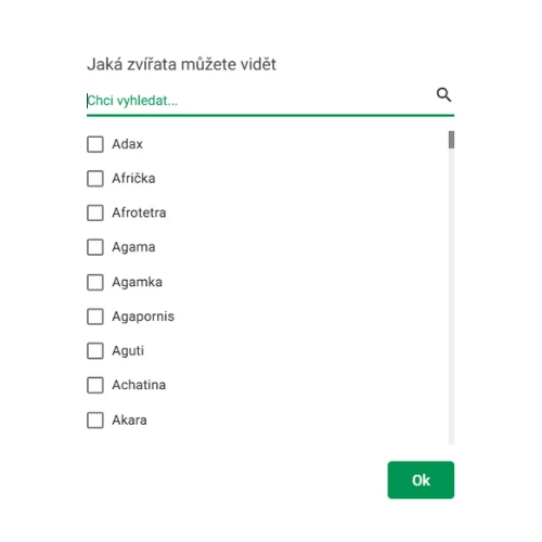 Obrázek filtru pro vyhledávání zvířat