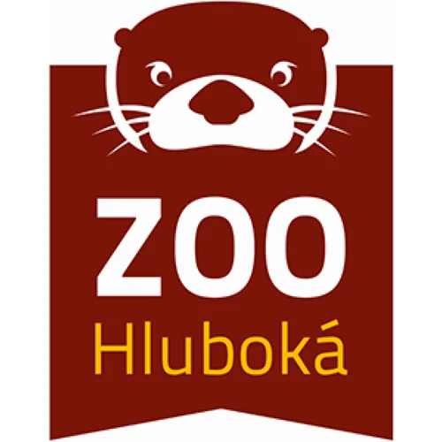 Logo zoo Hluboká s ilustrací vydry a textem zOO Hluboká.