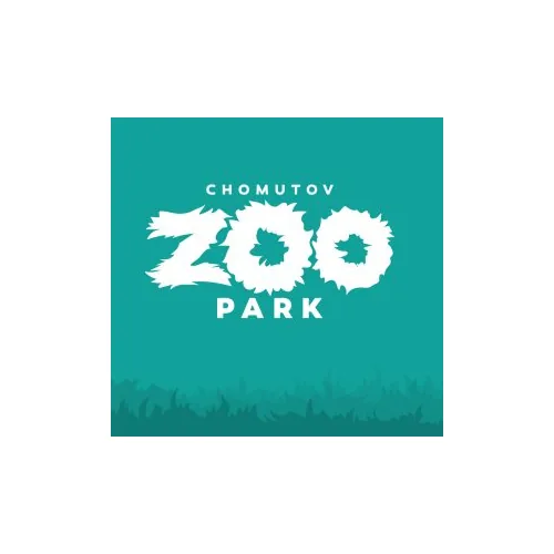 Logo Zoologické zahrady Chomutov s nápisem Zoo Park a zeleným pozadím.