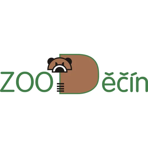 Logo zoo Děčín s medvědem zakomponovaným do písmene D.