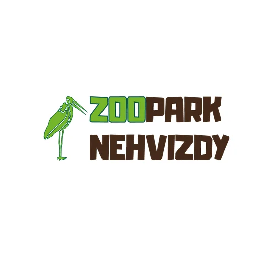Logo Zoopark Nehvizdy se stylizovanou zelenou ptákem a názvem v zelené a hnědé barvě.