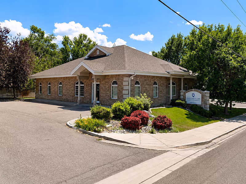 Single-story professional office building with landscaping
