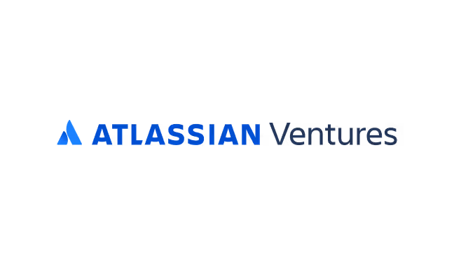 Atlassian Ventures logo with blue symbol and text on black background.