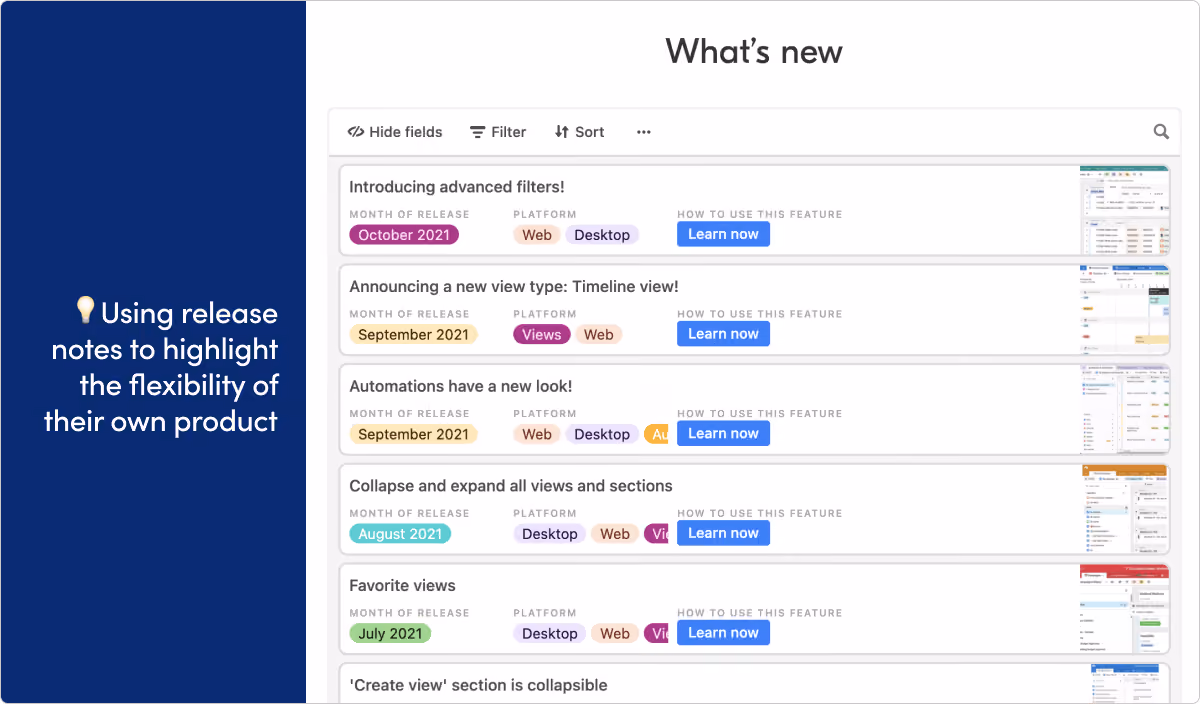 Airtable release notes example