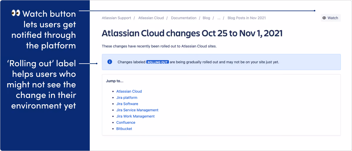 Atlassian Jira release notes example