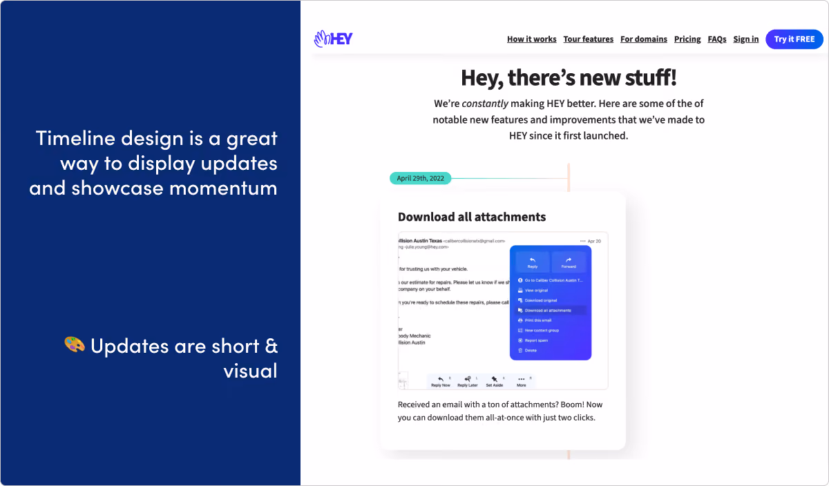 HEY release notes example