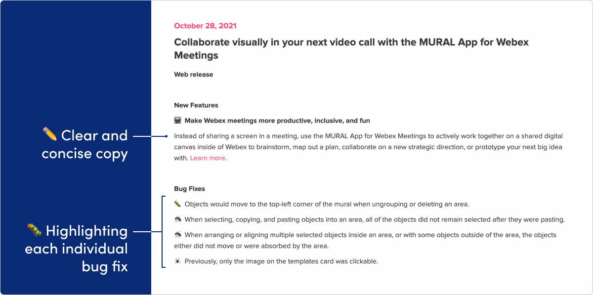 MURAL release notes example