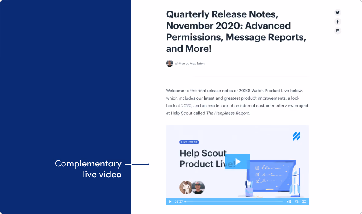 Help Scout release notes example