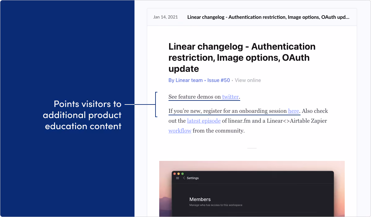 Linear release notes example